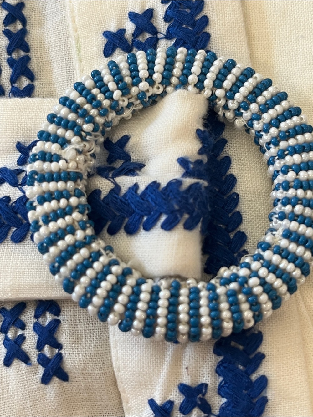 FARM Rio White Mini Dress with Blue Embroidery Crosstitch - Picture 5 of 10